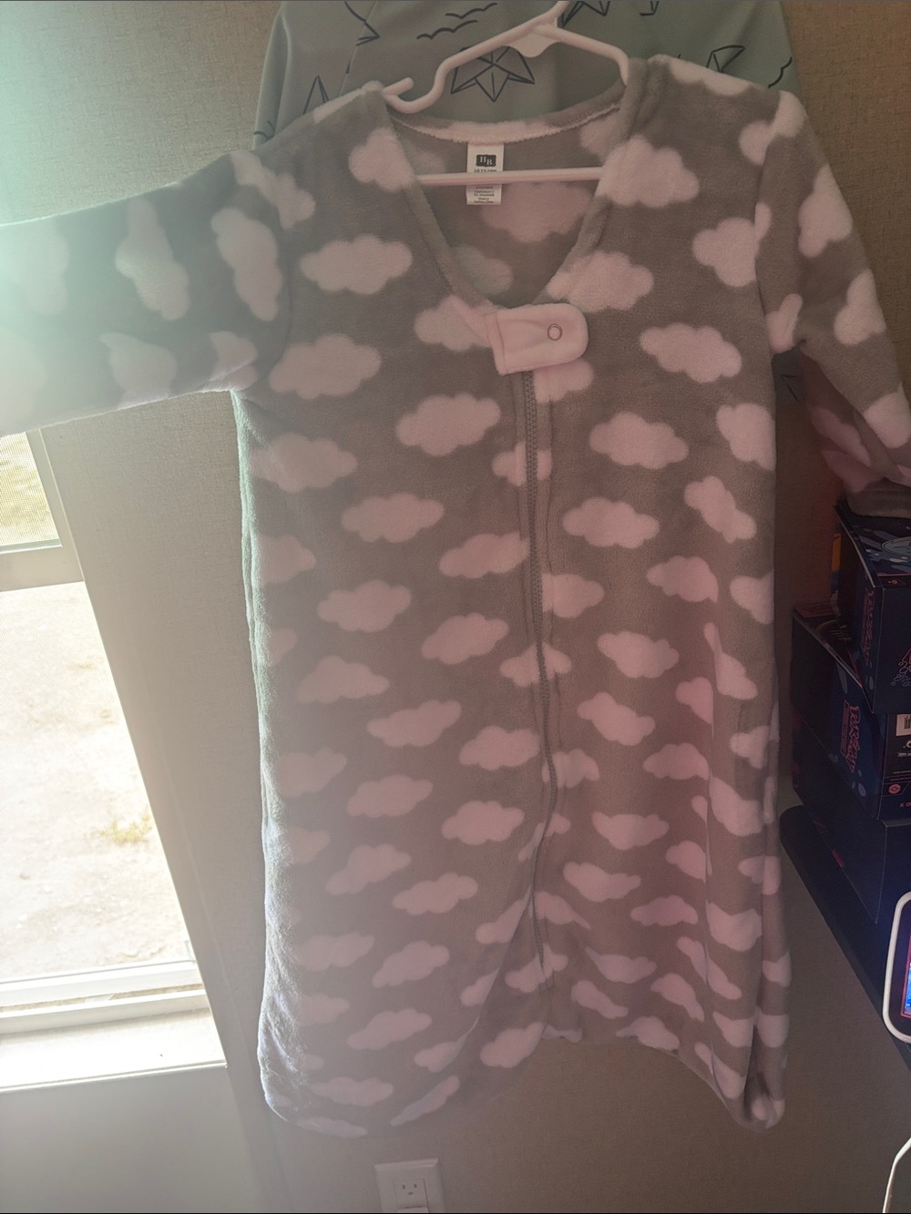Hudson Baby Gray Sleep Sack with White Cloud Print